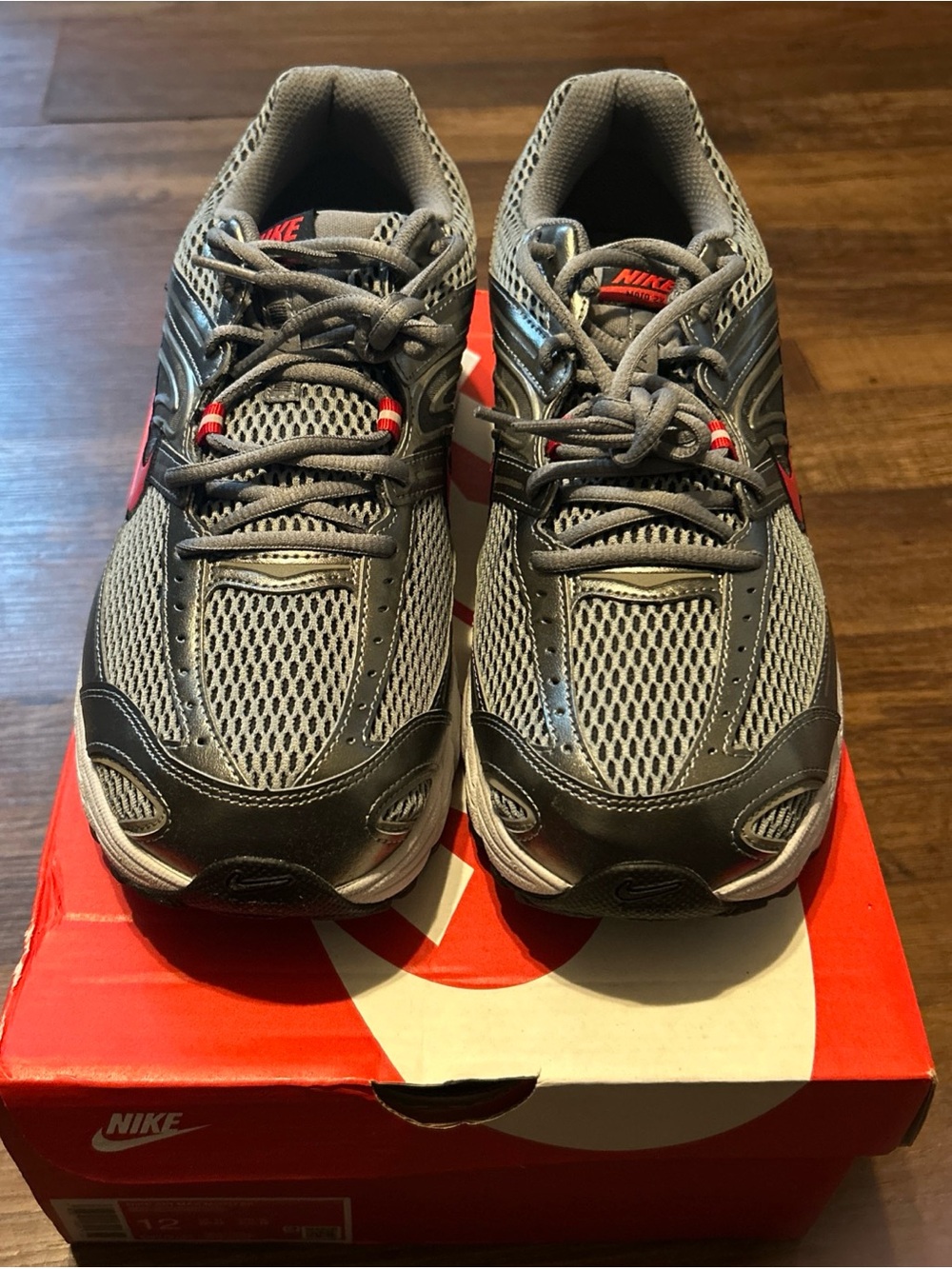 Nike Men’s Moto 2K Gray and Red Running Shoes - Size 12 - IO9279-005